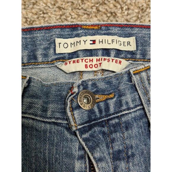 VTG Tommy Hilfiger Women Size 12 Denim Jeans Embroidered Pockets Boot Cut 32x32 - Picture 6 of 8